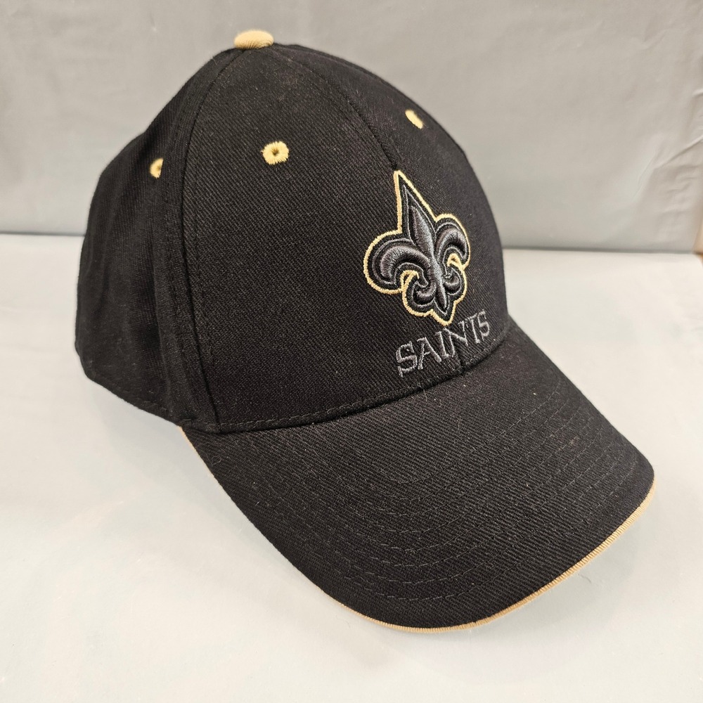 New Orleans Saints NFL Team Apparel Black Gold Fleur de Lis Baseball Cap One Siz